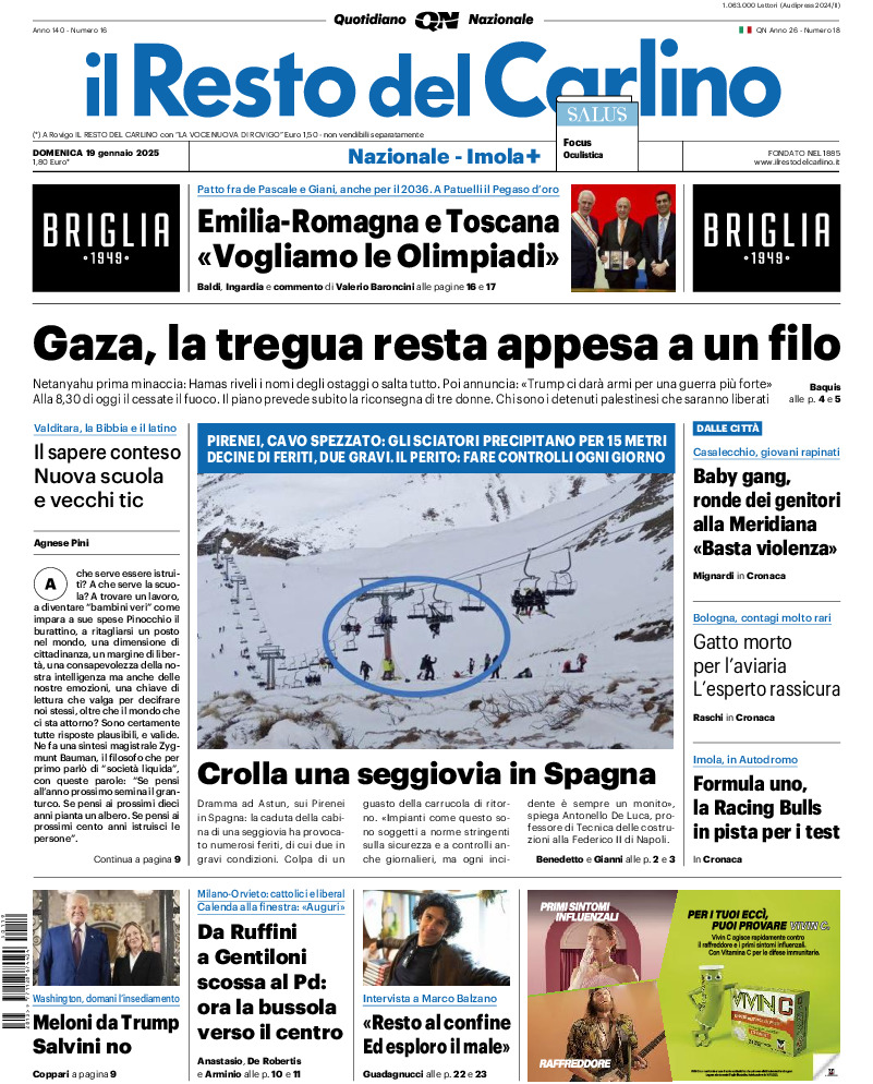 Prima-pagina-il resto del carlino-edizione-di-oggi-20250119